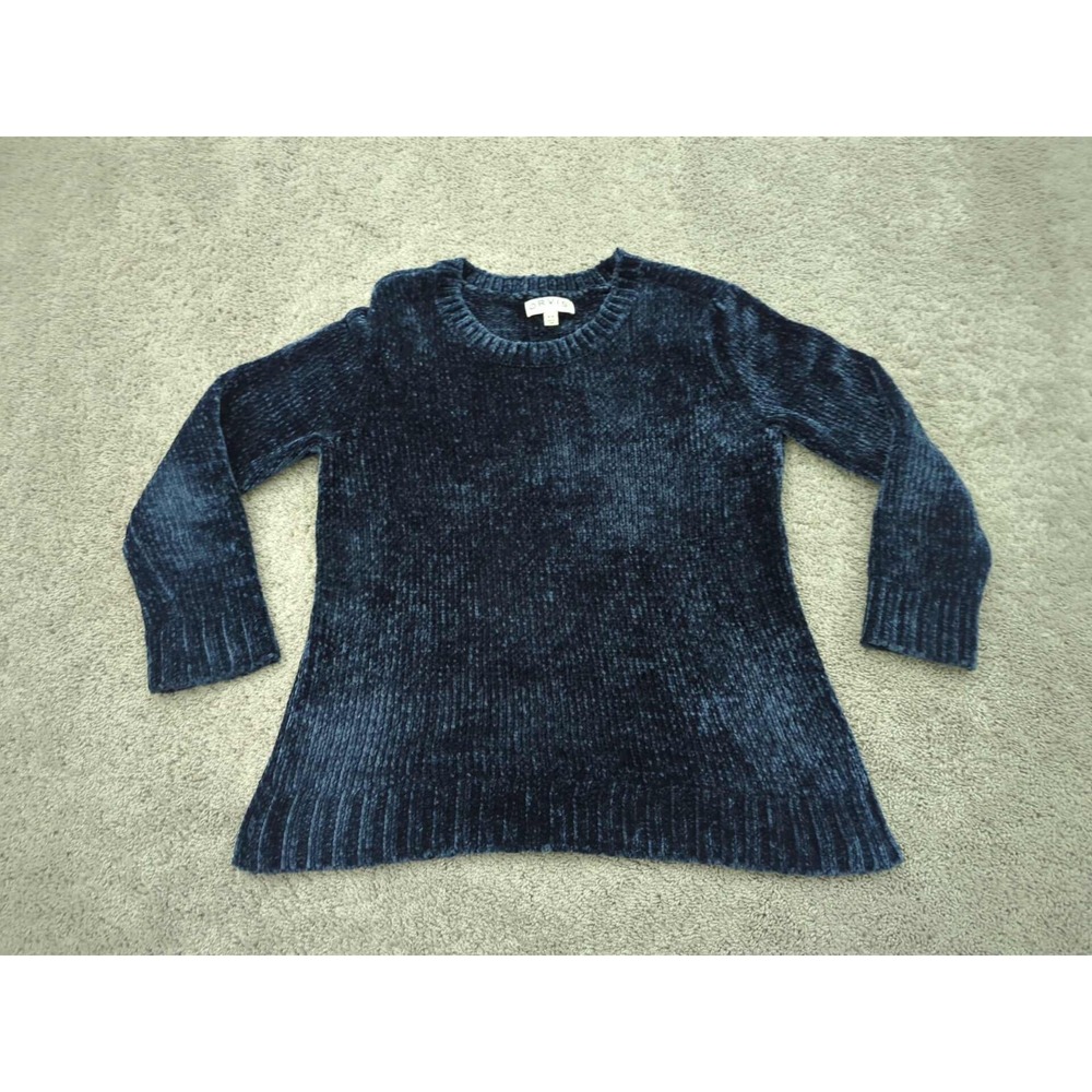 Orvis Chenile Sweater Womens‎ Medium Blue Pullover Long Sleeve Knit Classic